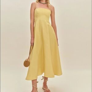 Reformation Monette Linen Dress Yellow - Size 6